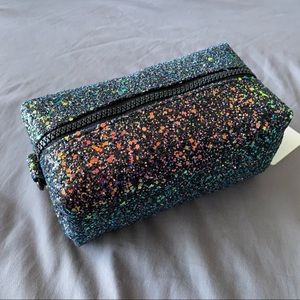 New Look Dark Oil Slick Glitter Makeup Bag Pouch